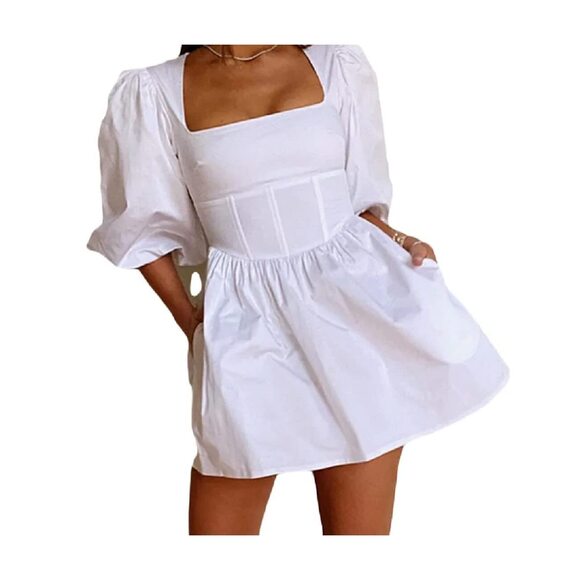 Danielle Bernstein Dresses & Skirts - Danielle Bernstein Womens Mini Fit Flare Dress White 8